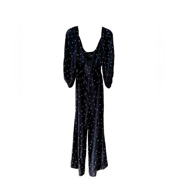 Jumpsuit, Long Sleeves, Polka Dots, Wrap, Revolve, Planet Blue. - Picture 2 of 4